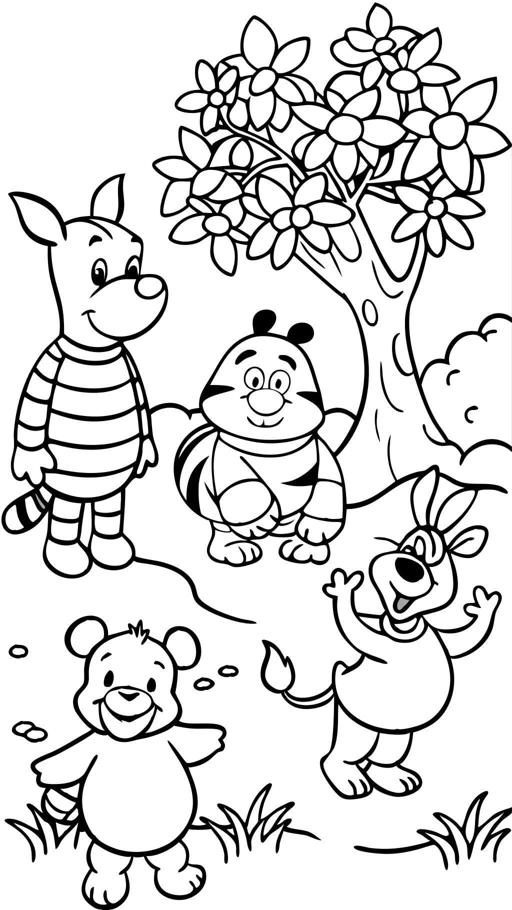 winnie the pooh and friends coloring page